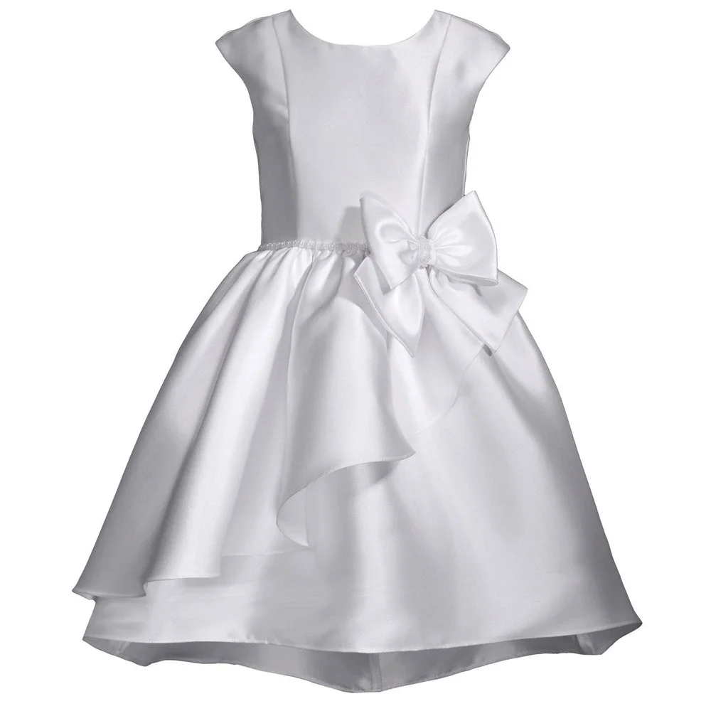 Bonnie Jean Girls Mikado Cascade Dress - White Size 7 NEW Flower girl Communion‎